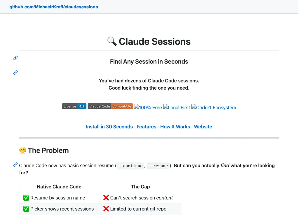claudesessions README